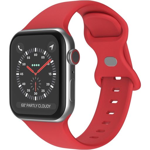 Mobigear Sport Dual Bracelet Silicone Apple Watch Fermeture à clou et passant - 49/46/45/44 mm - Rouge foncé