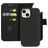 Mobiparts iPhone 15 MagSafe Coque Cuir véritable Étui 2en1 avec coque amovible Portefeuille - Noir