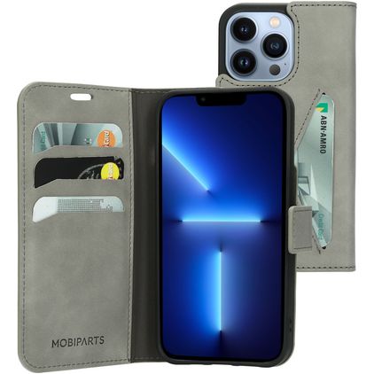 Mobiparts Classic Wallet iPhone 13 Pro Étui Portefeuille - Granite Grey