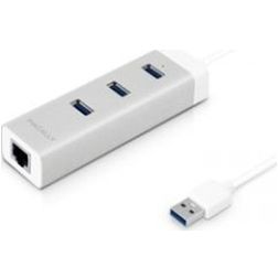 Macally 3-Port - Hub USB-A vers Ethernet / USB-A - Blanc