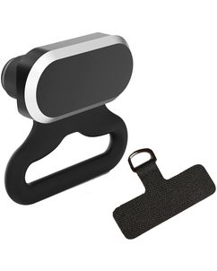 Mobigear 2in1 Bouchon Anti-poussière en Aluminium avec Attache Lanière - USB-C - Noir