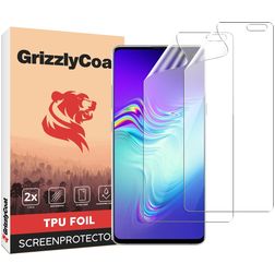 GrizzlyCoat Samsung Galaxy S10 5G Hydrogel TPU Protection d'écran - Compatible coque + Cadre de pose (Lot de 2)