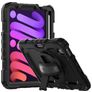 Mobigear SureGrip Xtreme Coque iPad Mini 6 (2021) Coque arrière en Plastique rigide,Silicone + Porte-crayon + Bandoulière + Support Amovible - Noir