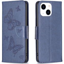 Mobigear Butterfly Housse iPhone 15 Etui Porte-Monnaie - Bleu