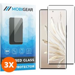 Mobigear Premium HONOR 70 Verre trempé Protection d'écran - Compatible Coque - Noir (Lot de 3)