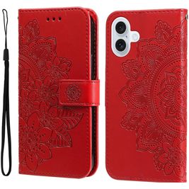 Mobigear Flowers Housse iPhone 17 Etui Porte-Monnaie - Rouge