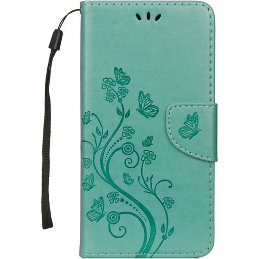 Mobigear Flowers Housse iPhone XS Max Etui Porte-Monnaie - Turquoise