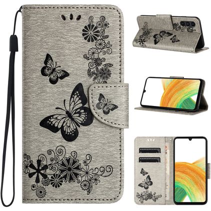 Mobigear Butterfly Samsung Galaxy A35 Étui Portefeuille - Gris
