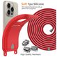 Mobigear Lanyard Card iPhone 16 Pro Coque avec cordon en Silicone et Porte-Cartes - Rouge