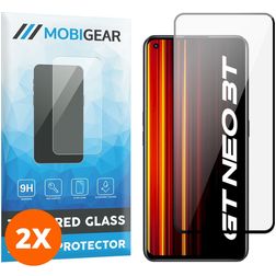 Mobigear Premium Realme GT Neo 3T Verre trempé Protection d'écran - Compatible coque - Noir (Lot de 2)