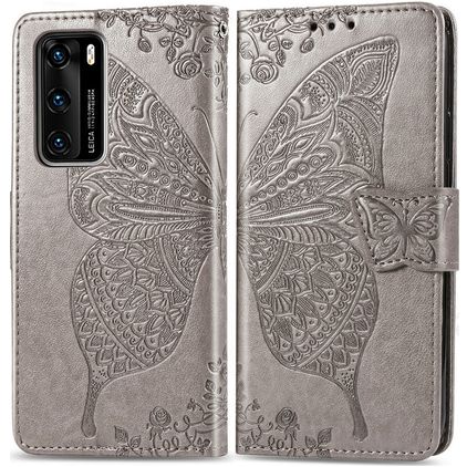 Mobigear Butterfly Housse Huawei P40 Etui Porte-Monnaie - Gris