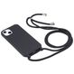 Mobigear Lanyard iPhone 16 Coque avec cordon en Silicone - Noir