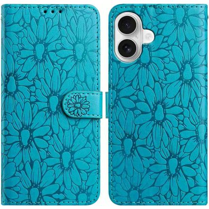 Mobigear Flowers iPhone 17 Étui Portefeuille - Bleu