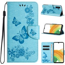 Mobigear Butterfly Housse Samsung Galaxy A35 Etui Porte-Monnaie - Bleu