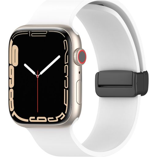 Mobigear Sport Mag Bracelet Silicone Apple Watch Fermeture magnétique - 42/41/40/38 mm - Blanc