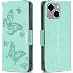 Mobigear Butterfly Housse iPhone 15 Plus Etui Porte-Monnaie - Vert