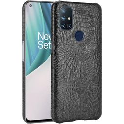 Mobigear Croco OnePlus 8 Pro Plastique rigide Coque arrière - Noir