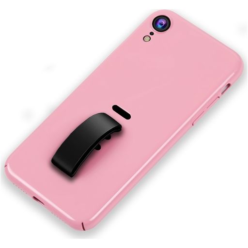 Mobigear Rubber Ring Coque iPhone XR Coque arrière Rigide avec Anneau-Support - Rose