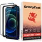 GrizzlyCoat Easy Fit iPhone 14 Verre trempé Protection d'écran - Compatible Coque + Cadre d'installation - Noir