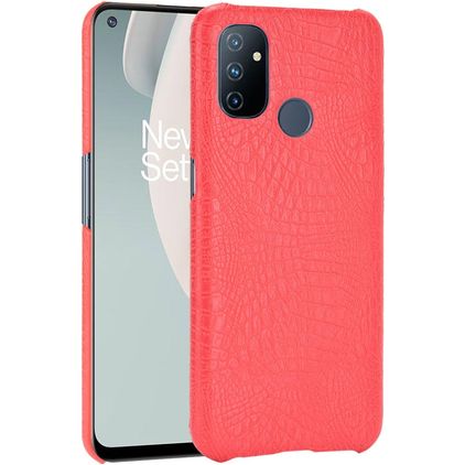 Mobigear Croco OnePlus Nord N100 Plastique rigide Coque arrière - Rouge