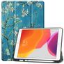 Mobigear Tri-Fold Gel Coque iPad 8 (2020) Etui en TPU,Similicuir + Porte-crayon - Fleurs d'amande