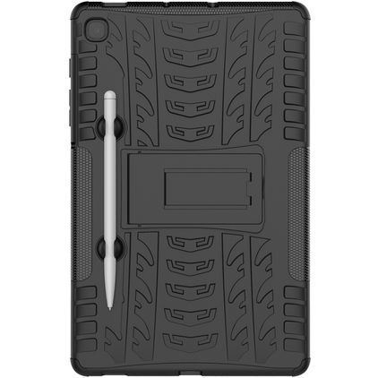 Mobigear Tire Coque Samsung Galaxy Tab S6 Lite Coque Arrière Rigide Antichoc + Porte-crayon + Support Amovible - Noir