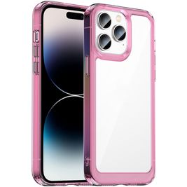 Mobigear Crystal Coque iPhone 14 Pro Coque arrière Rigide - Transparent / Magenta