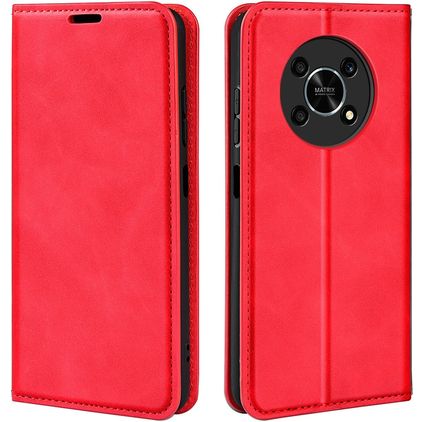 Mobigear Retro Slim HONOR Magic 4 Lite Étui Portefeuille - Rouge