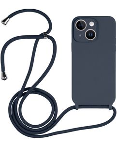 Mobigear Lanyard iPhone 15 Coque avec cordon en Silicone - Dark Blue