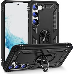 Mobigear Armor Ring Samsung Galaxy S23 Plastique rigide Coque arrière Antichoc avec bague de maintien - Noir