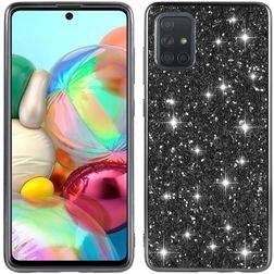 Mobigear Glitter Coque Samsung Galaxy A51 Coque arrière Rigide - Noir