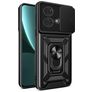 Mobigear Armor Ring Cam Slide Motorola Edge 40 Neo Plastique rigide Coque arrière Antichoc avec bague de maintien et cache caméra coulissant - Noir