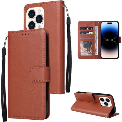 Mobigear Wallet Housse iPhone 14 Pro Etui Porte-Monnaie - Marron