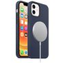 Mobigear Rubber Touch Coque iPhone 12 Mini MagSafe Coque arrière en Silicone - Bleu Marin