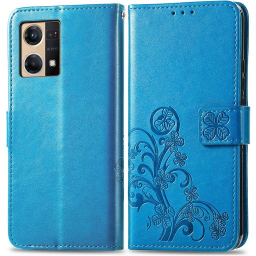 Mobigear Clover Housse OPPO Reno 7 4G Etui Porte-Monnaie - Bleu