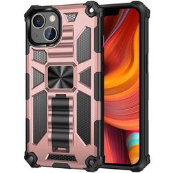 Mobigear Armor Stand Coque iPhone 13 Coque arrière Rigide Anti-Chocs avec Support Amovible - Rose doré