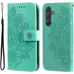 Mobigear Flowers Housse Samsung Galaxy A55 Etui Porte-Monnaie - Vert