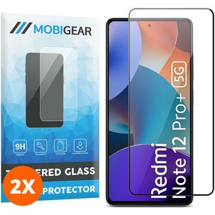 Mobigear Premium Xiaomi Redmi Note 12 Pro Plus Verre trempé Protection d'écran - Compatible Coque - Noir (Lot de 2)