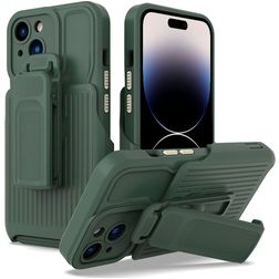 Mobigear Explorer Coque iPhone 14 Pro Coque arrière Rigide Anti-Chocs avec Support Amovible - Vert