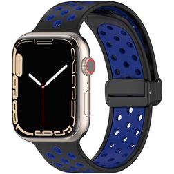 Mobigear Sport Plus Mag Bracelet Silicone Apple Watch Fermeture magnétique - 42/41/40/38 mm - Noir / Bleu