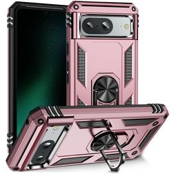Mobigear Armor Ring Google Pixel 8a Plastique rigide Coque arrière Antichoc avec bague de maintien - Rose doré