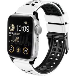 Mobigear Aero Armor Bracelet Silicone pour Apple Watch Fermeture boucle ardillon - 49/46/45/44 mm - Noir / Blanc