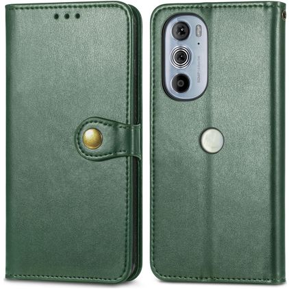 Mobigear Snap Button Housse Motorola Edge 30 Pro Etui Porte-Monnaie - Vert