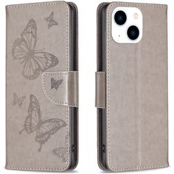 Mobigear Butterfly Housse iPhone 15 Etui Porte-Monnaie - Gris