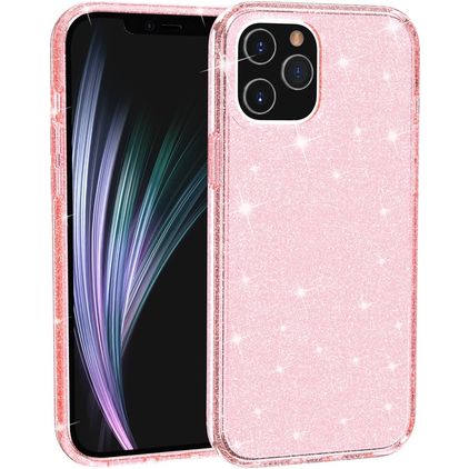 Mobigear Glitter Coque iPhone 12 Pro Max Coque arrière Rigide - Rose