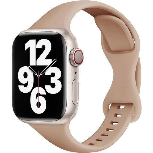 Mobigear Sport Slim Bracelet Silicone Apple Watch Fermeture à clou et passant - 49/46/45/44 mm - Rose