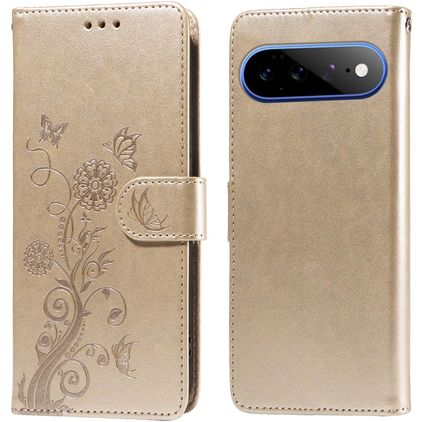 Mobigear Flowers Housse Google Pixel 11 Pro XL Etui Porte-Monnaie - Or