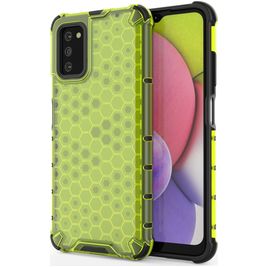 Mobigear Honeycomb Coque Samsung Galaxy A03s Coque arrière Rigide Anti-Chocs - Vert