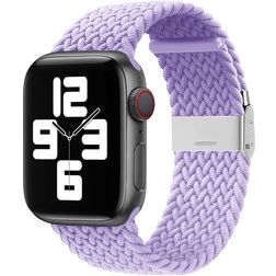 Mobigear Braided Bracelet Nylon Apple Watch Fermeture à pince - 42/41/40/38 mm - Lavande