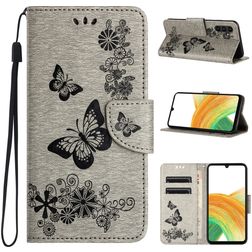 Mobigear Butterfly Housse Samsung Galaxy A35 Etui Porte-Monnaie - Gris